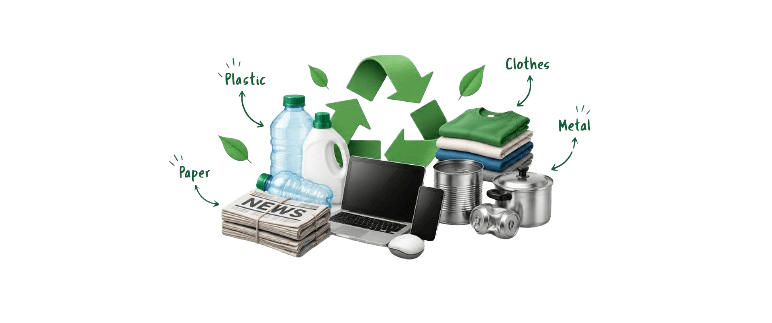 Recyclables we pick — Paper, Plastic, Clothes, Metal, E-Waste and more recyclable items